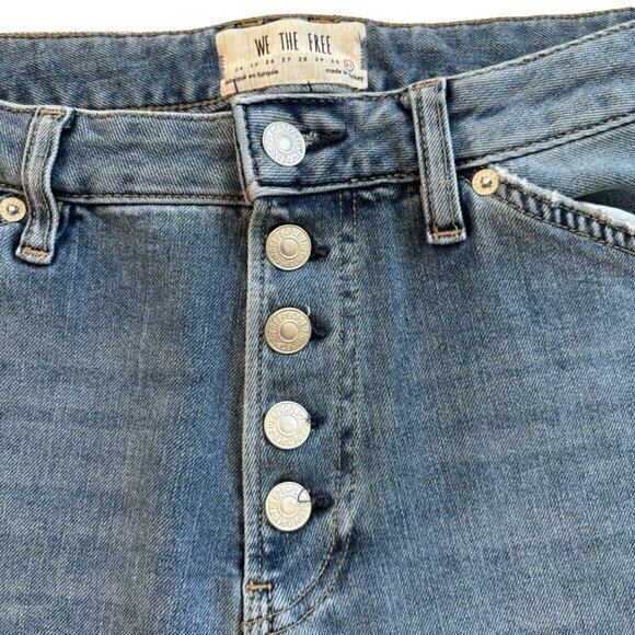 We The Free Jeans Sz 31 Distressed High Rise Free People Stretch Straight Leg - Picture 4 of 11
